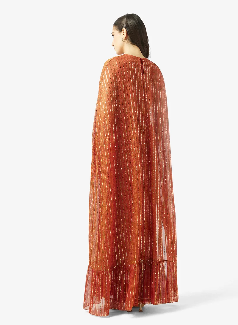 Golden Apple Round Neck With Golden Sequin Dress